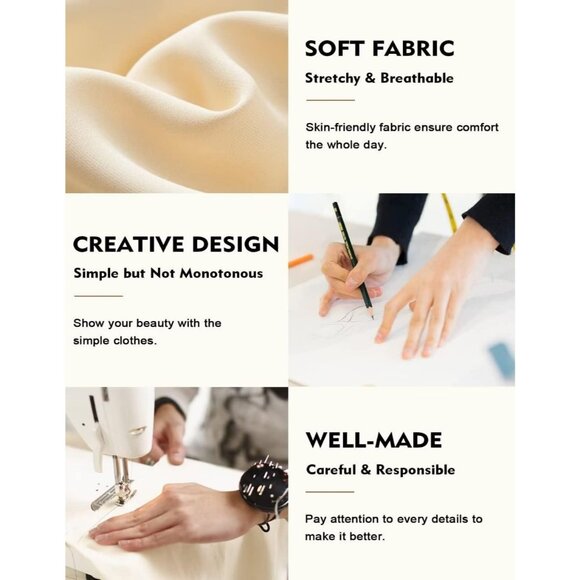 3/4 Sleeve Shirts for Women Plus Size Tunic Dressy Top Loose Fit Flare T-Shirt - Picture 4 of 4